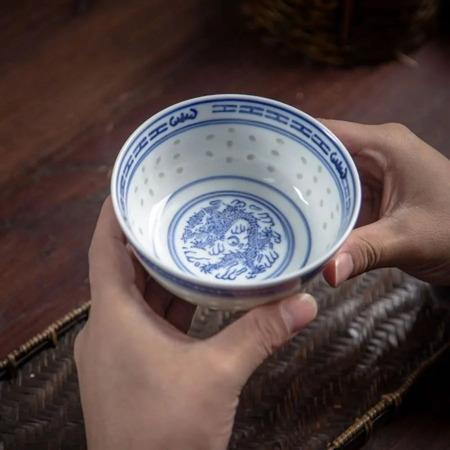 Bol porcelaine jingdezhen motif dragon chinois ramen soupe - vue 6 sur 7