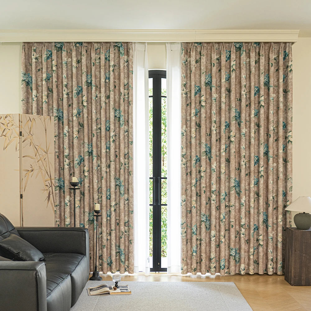 Rideau occultant motif floral style moderne chambre salon - vue 3 sur 9