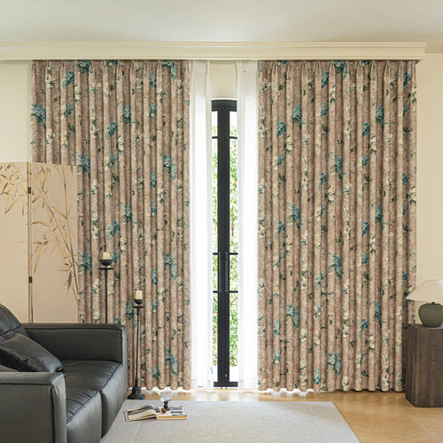 Rideau occultant motif floral style moderne chambre salon