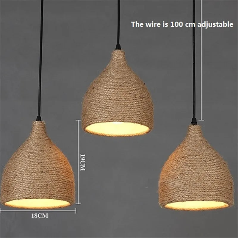 suspension vintage en corde de chanvre pour loft industriel