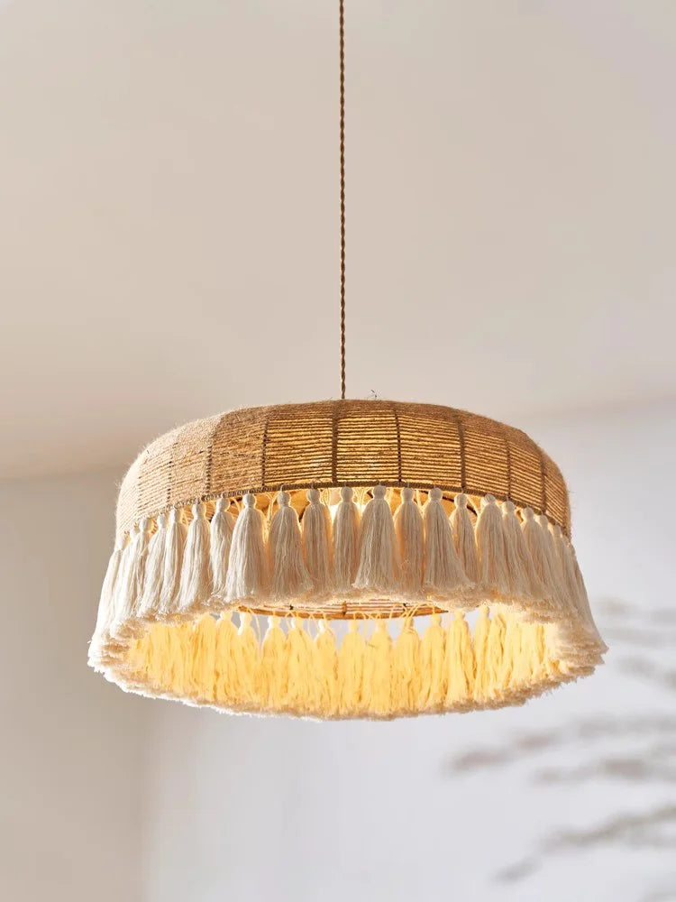 lustre à LED en corde de chanvre pour décoration intérieure - vue 6 sur 9