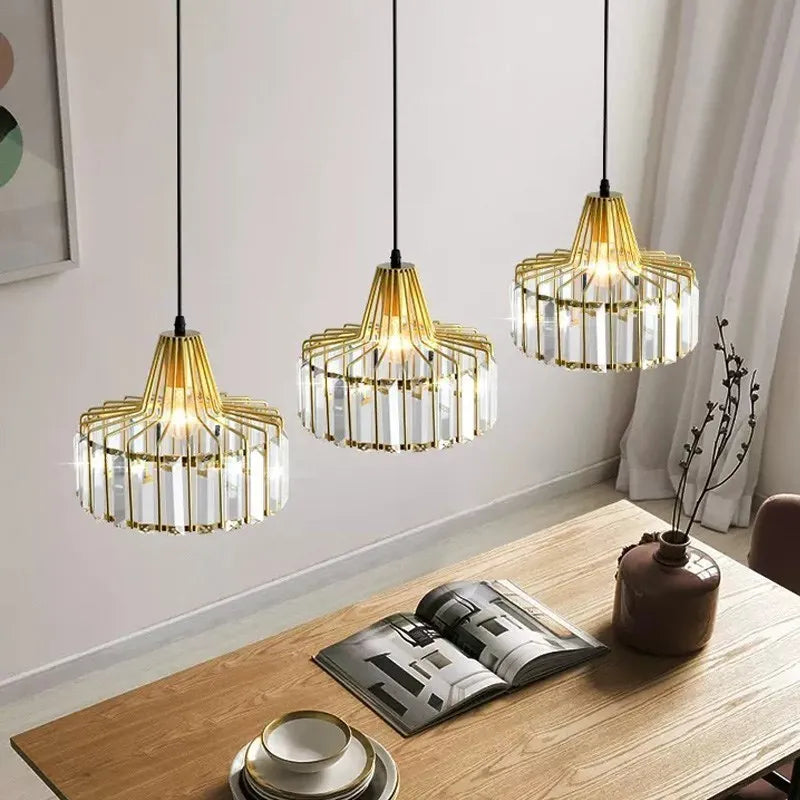 Suspension LED nordique pour cuisine île salle à manger ronde moderne lustre en fer noir zone de repos luminaires en verre E27 - vue 4 sur 12