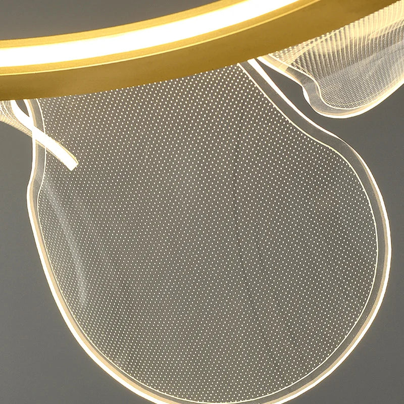 suspension moderne à led avec intensité variable et anneau doré - vue 6 sur 10