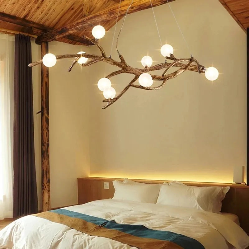 Moderne Arbre Verre Bulle LED Lustre Éclairage Rétro Plafond Lustres Vintage Maison Suspension Suspension Luminaires