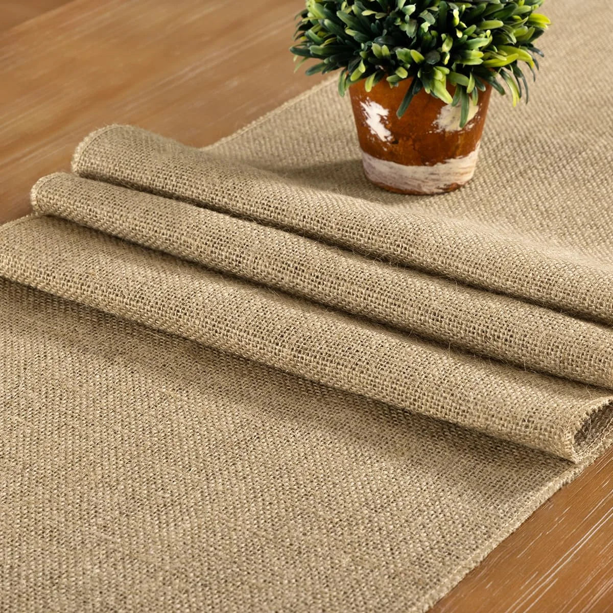 Chemin de table jute naturelle style rustique ferme - vue 3 sur 6