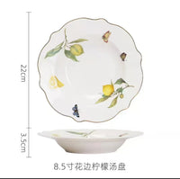 Assiette ceramique motif citron style europeen cuisine