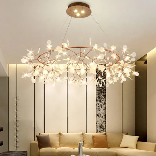 lustre led moderne avec branches rondes pour suspension
