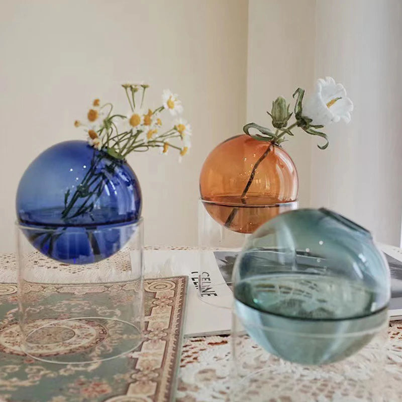 mini vase rond en verre pour décoration hydroponique écologique - vue 4 sur 18