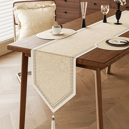 Chemin de table vintage floral style campagne lin