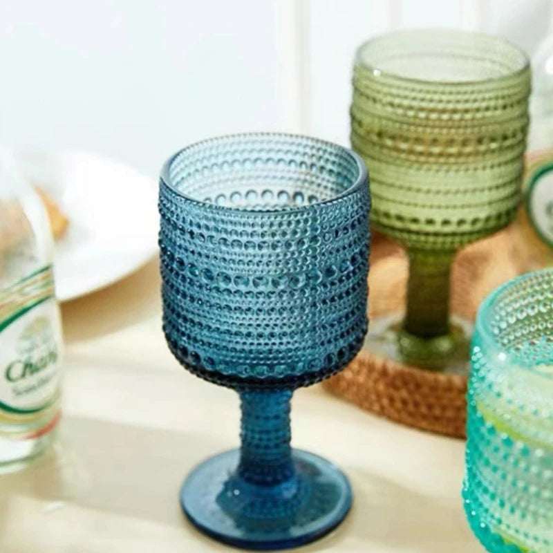 Verres retro pied relief verrerie table bar