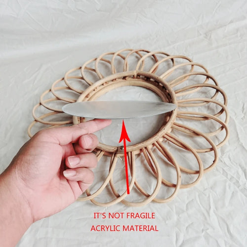 miroir rond en rotin décoration artistique pour intérieur