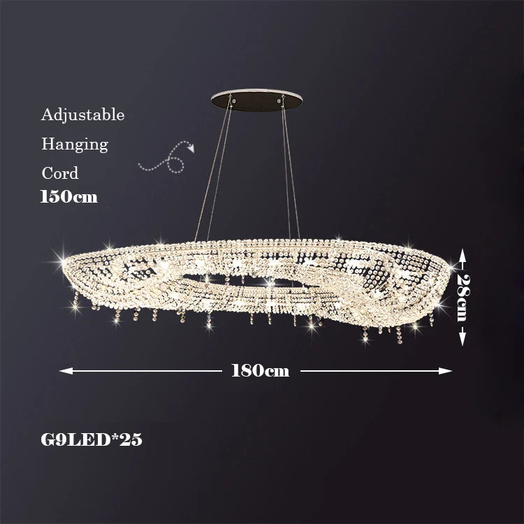 lustre en cristal transparent au design créatif et élégant