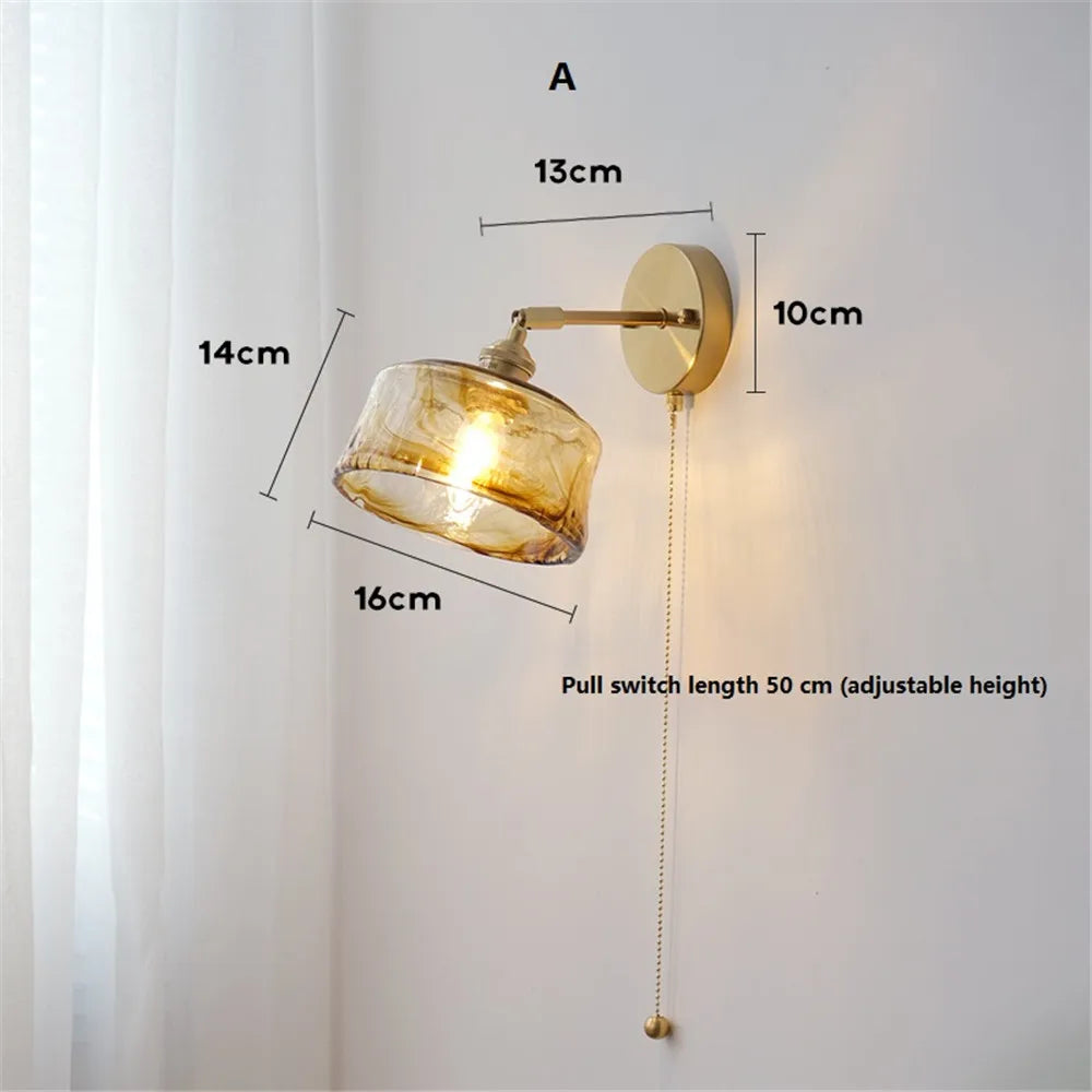 applique murale rotative rétro en verre cuivré avec interrupteur - vue 4 sur 8