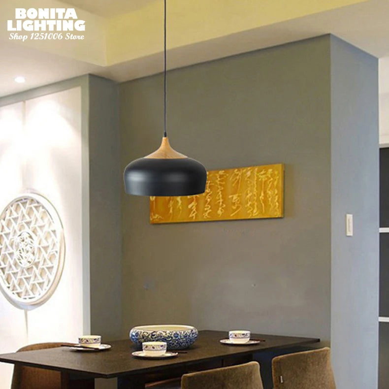 lustre en bois design nordique pour éclairage moderne - vue 7 sur 10