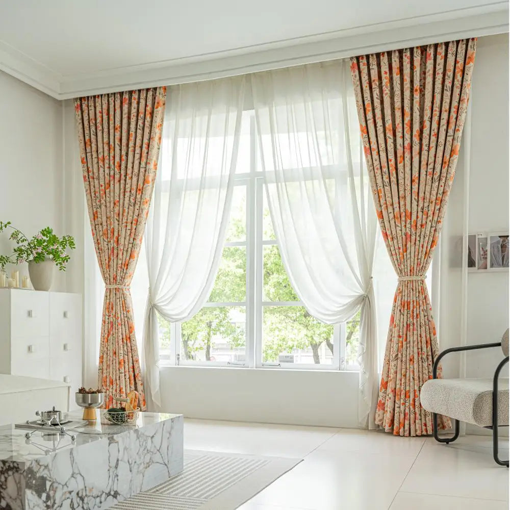 Rideau floral occultant thermique pour salon chambre - vue 4 sur 7