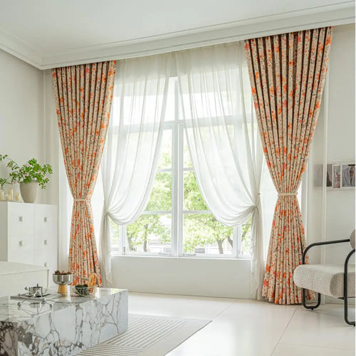 Rideau floral occultant thermique pour salon chambre