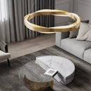 lustre led moderne anneaux brossés en cristal