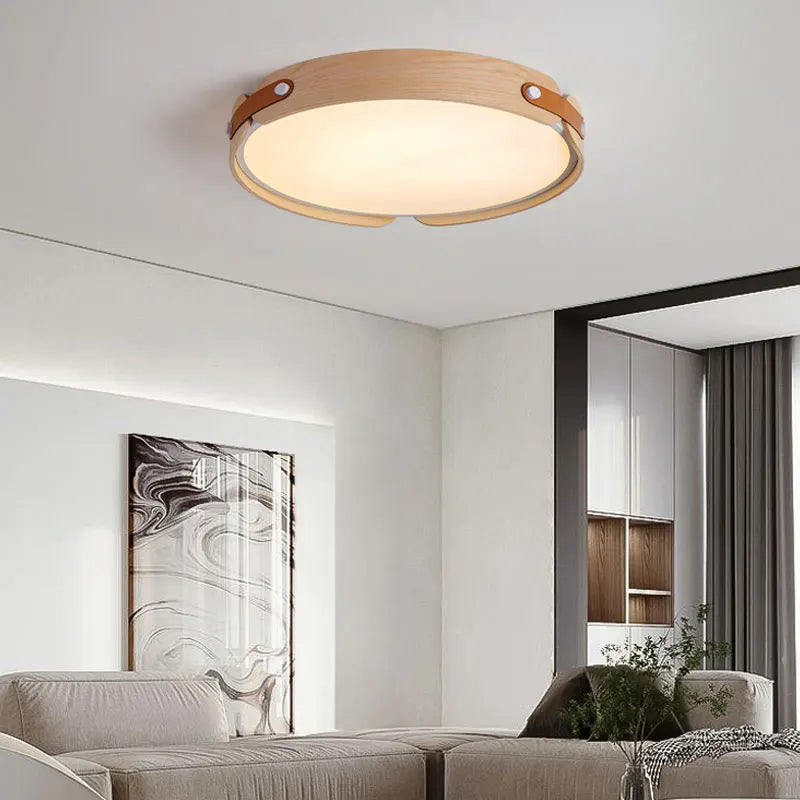 plafonnier moderne en bois avec télécommande pour décoration intérieure - vue 4 sur 12