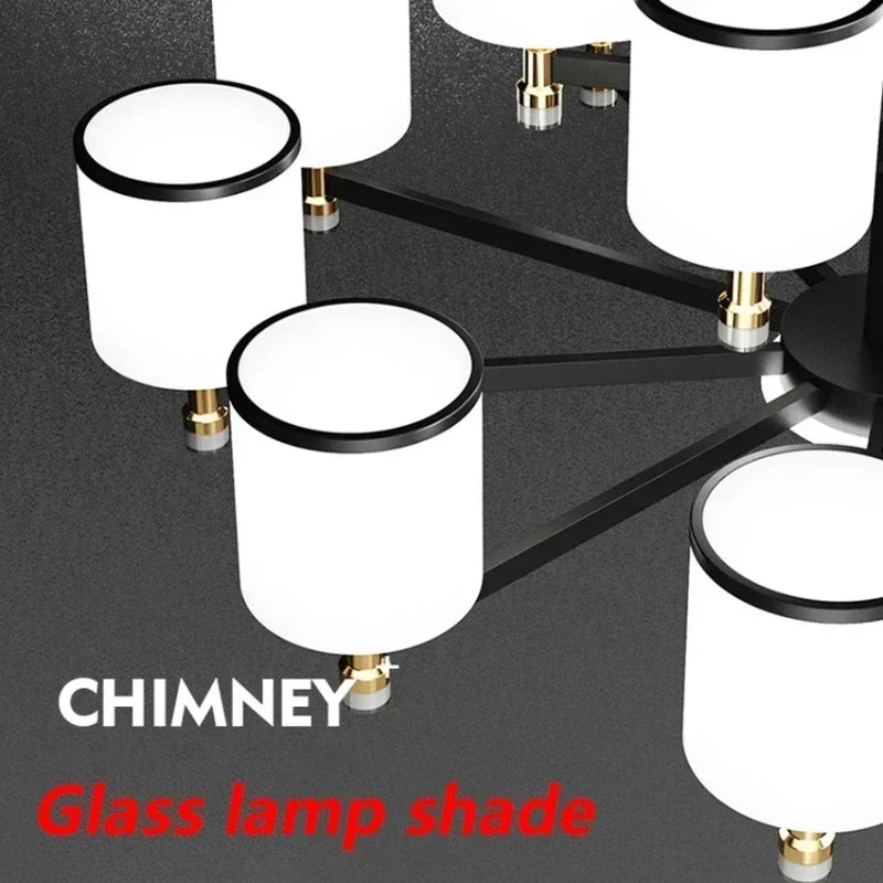 suspension moderne en verre doré et noir pour intérieur élégant - vue 6 sur 17