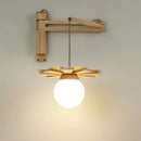 Applique murale suspendue en bois nordique avec bras oscillant applique murale LED pour chevet salon étude couloir abat-jour en verre blanc laiteux