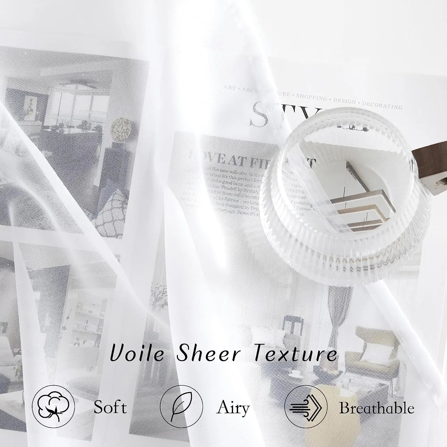 Voilage tulle transparent style moderne pour salon chambre - vue 5 sur 7