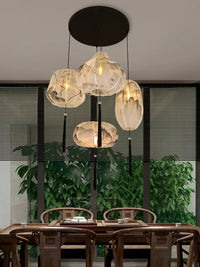 suspension lanternes style chinois tissu salon hôtel restaurant