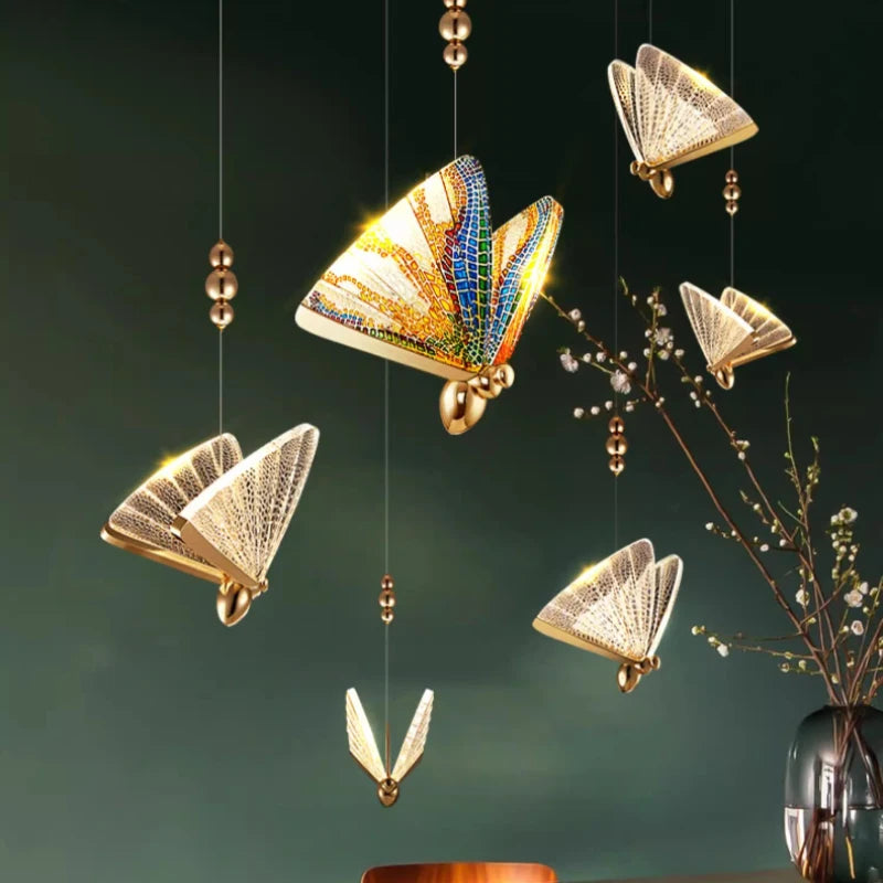 lustre papillon lumineux pour chambre d'enfants créative - vue 4 sur 14