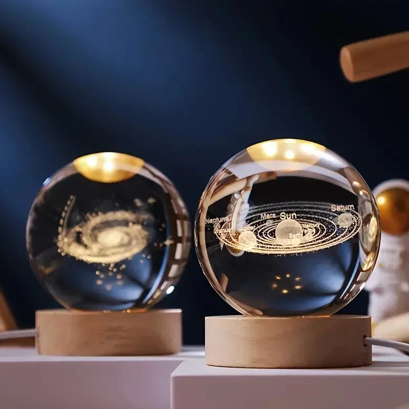 Boule de cristal 3D système solaire planète lumineuse cadeau passionnés espace