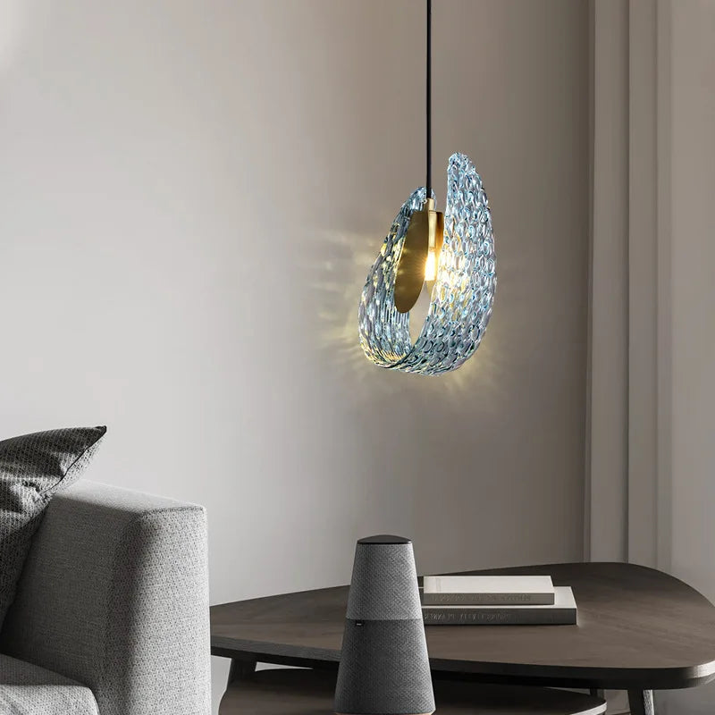 suspension en verre moderne petite lampe à main - vue 4 sur 8