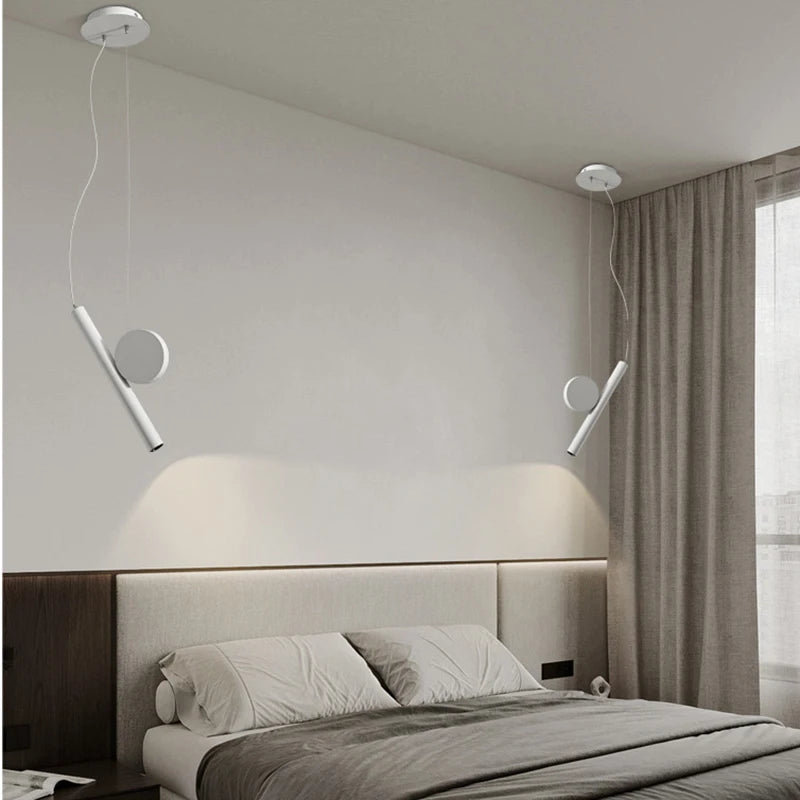 lampe suspension led blanc noir réglable - vue 5 sur 7