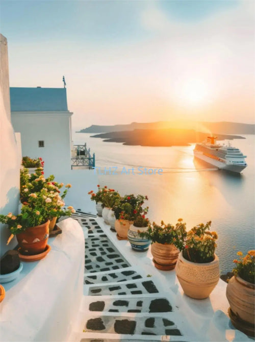 affiches modernes de paysage de voyage en grèce santorin décor mural