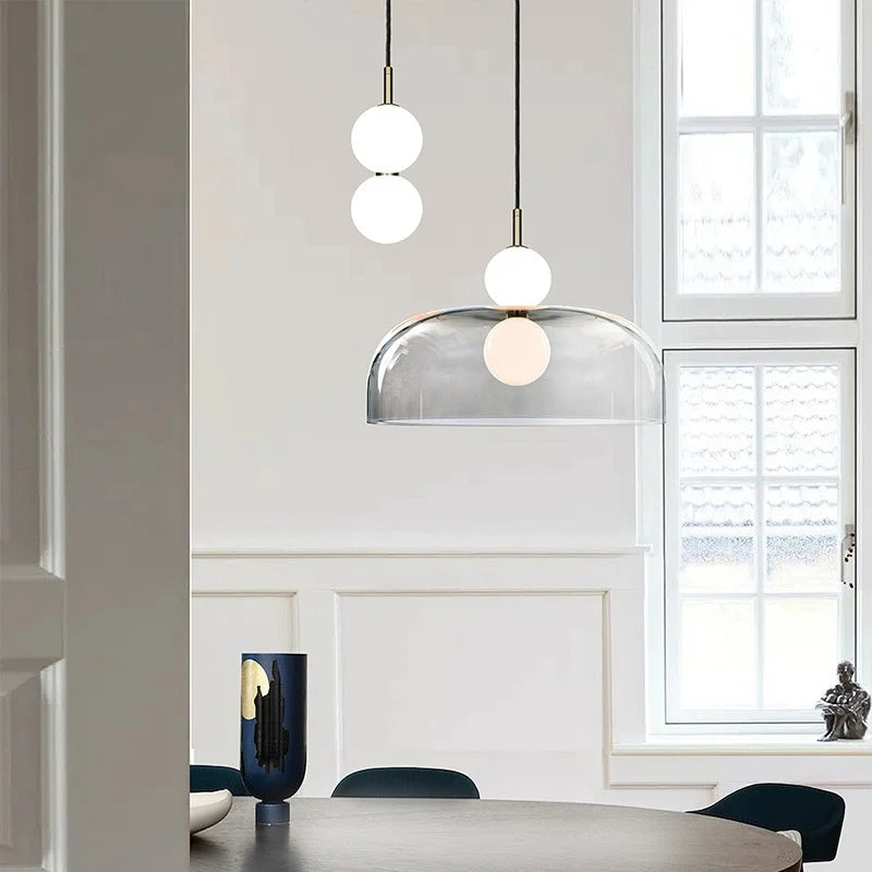 lustre moderne en verre pour éclairage intérieur élégant - vue 3 sur 8