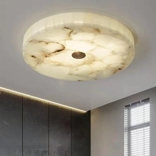 plafonnier led moderne marbre blanc salon