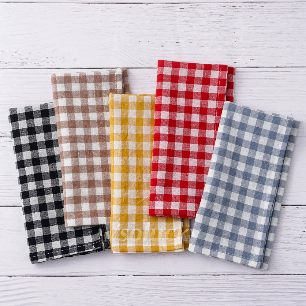 Serviette de table coton vichy style champêtre 42x42 - vue 3 sur 7