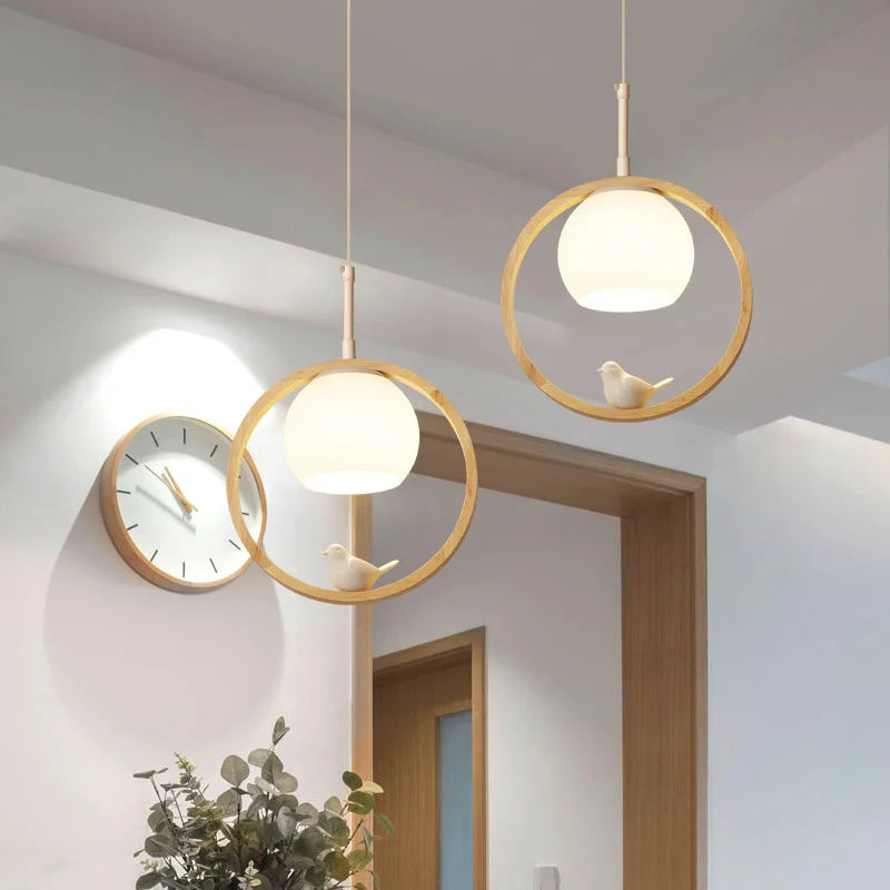suspension modernes en bois avec led intégrée