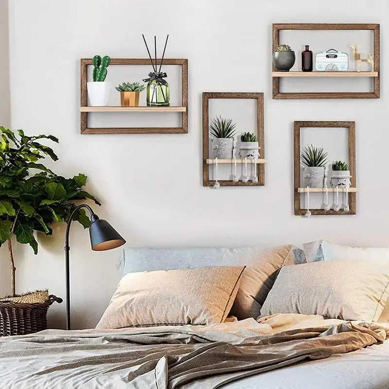 étagères flottantes en bois pour décoration murale et rangement intérieur