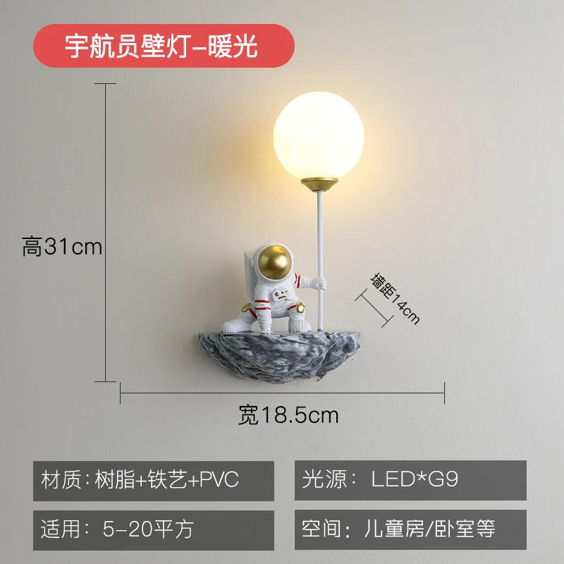 applique murale dessin animé astronaute lampe led pour enfants - vue 7 sur 13
