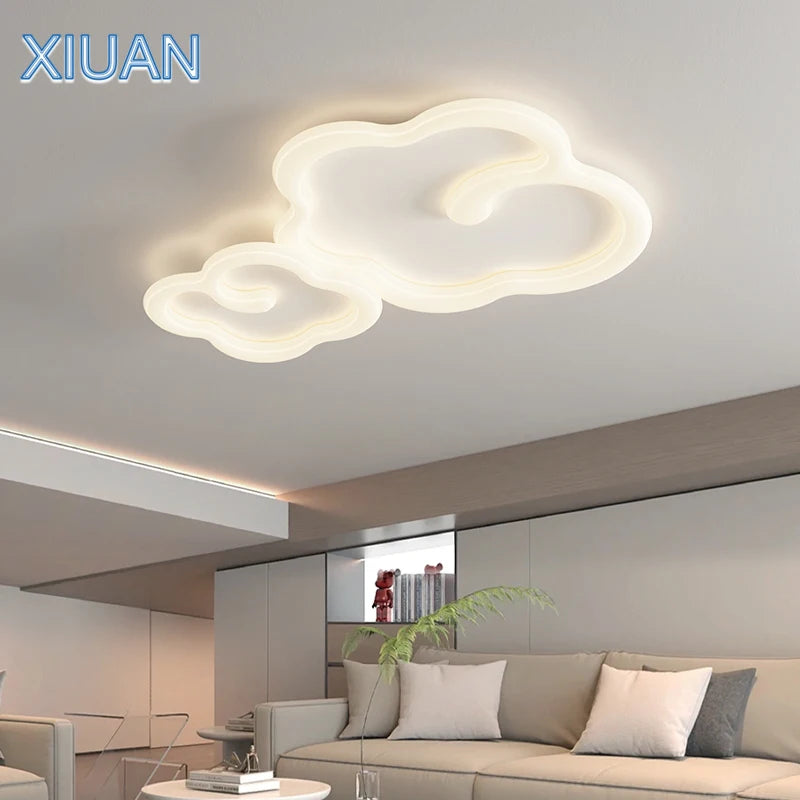 Lustre scandinave nuage blanc avec télécommande optionnelle led