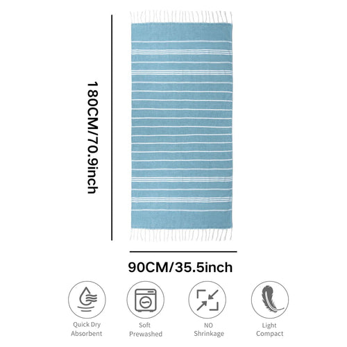 serviette de plage turque coton rayures franges rapide