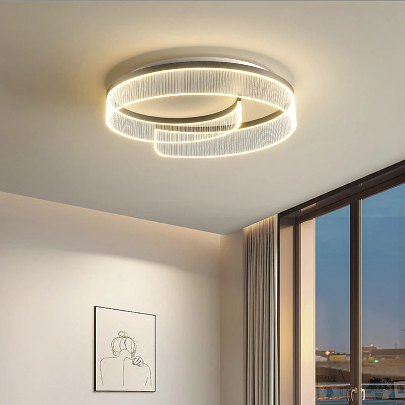 plafonnier led moderne abat-jour rond en acrylique transparent décoratif - vue 6 sur 7