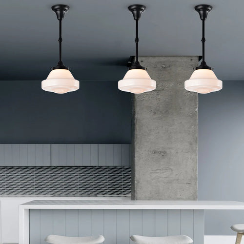 Plafonnier Vintage pour chambre à coucher cuisine salle d'étude lumière en verre noir lampe suspendue industrielle lampes de loft intérieur nordique