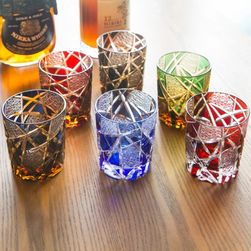 Verre whisky style edo kiriko motifs taillés main - vue 4 sur 7
