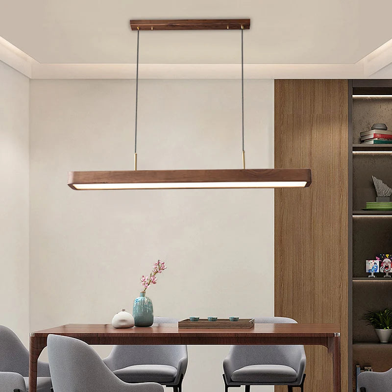 suspension moderne à led en bois avec télécommande pour éclairage intérieur
