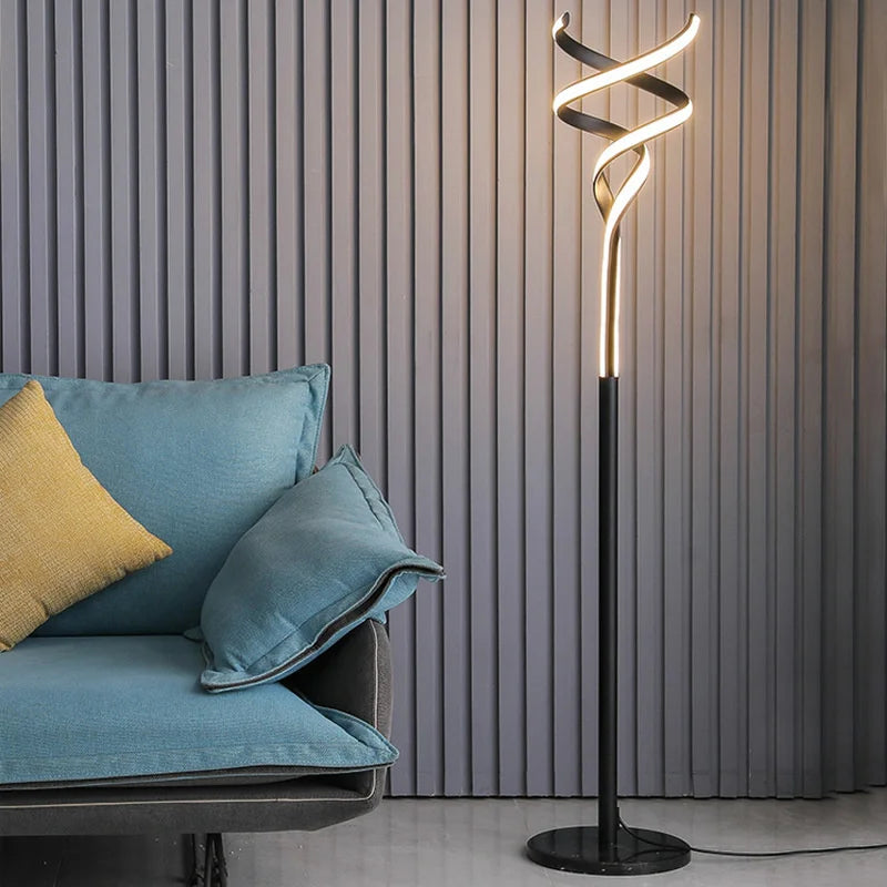 Lampadaire led moderne luxe spirale double télécommande gradation - vue 4 sur 8