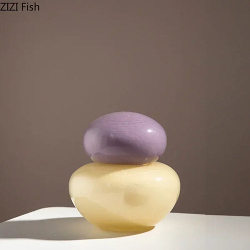 vase elliptique en verre avec couvercle pour fleurs décoratives