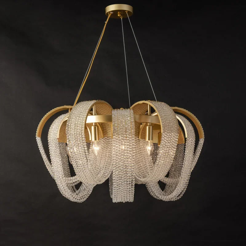 2024Luxury Tassel Crystal Chandelier for Living Room Restaurant Dinning Room Bedroom Hotel Decor Lustre Designer Lamp in Stock - vue 2 sur 10