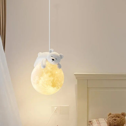 Suspension créative avec boule et lapin ou ours allongé