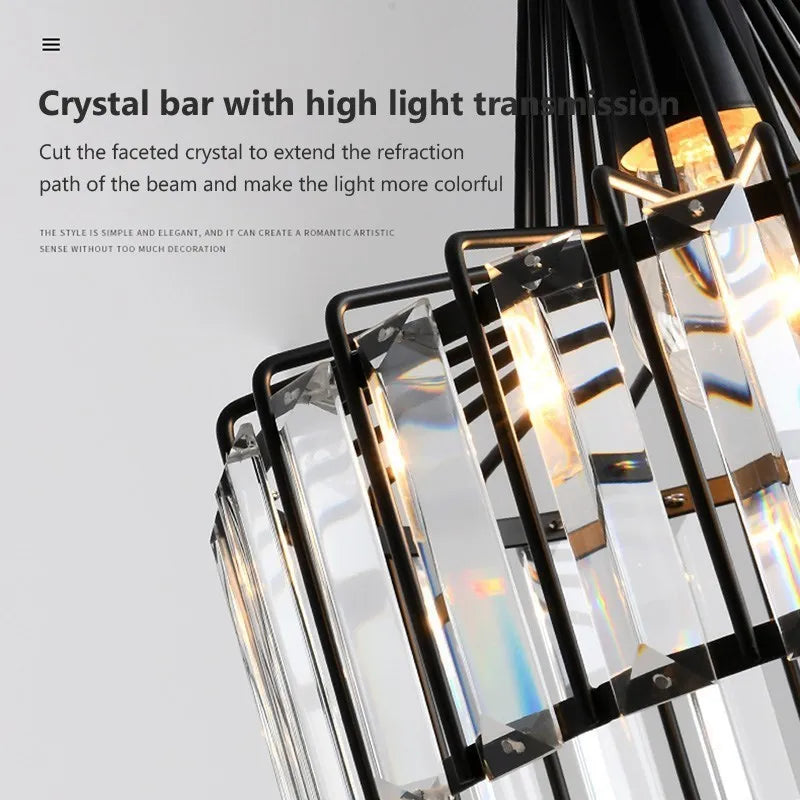 Suspension LED nordique pour cuisine île salle à manger ronde moderne lustre en fer noir zone de repos luminaires en verre E27 - vue 6 sur 12