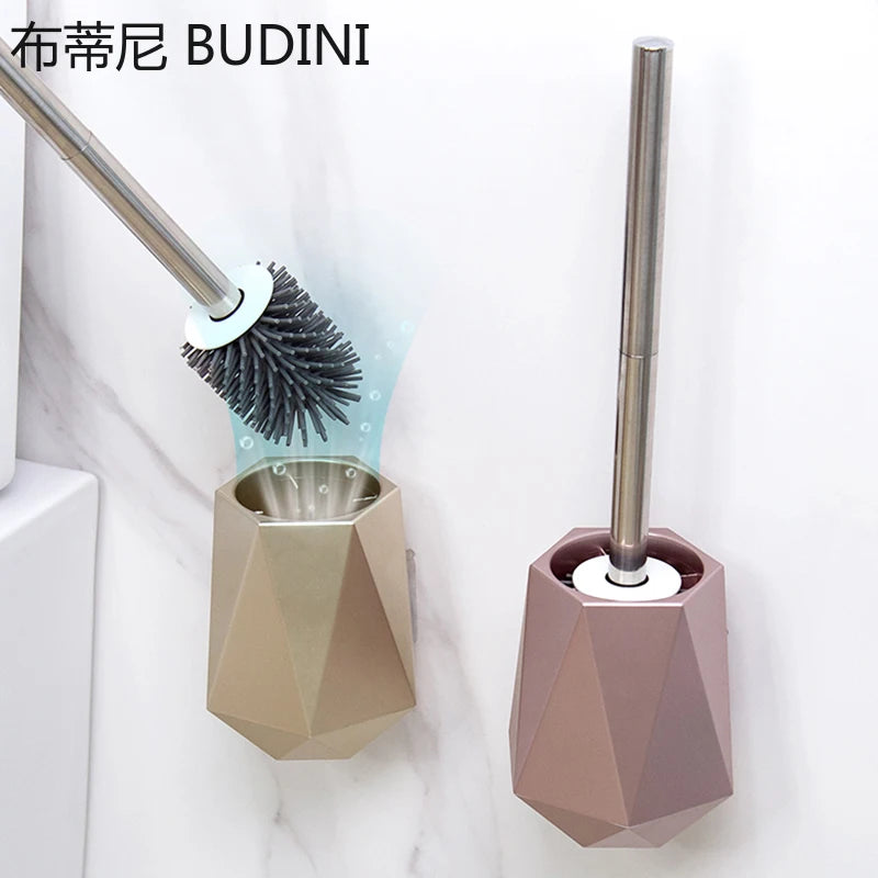 brosse de toilette en silicone avec support mural ou sur pied