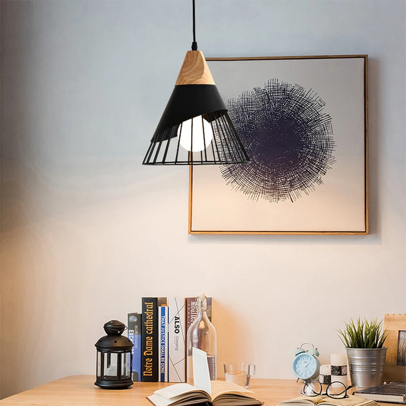 lustre vintage industriel en métal cage loft luminaire